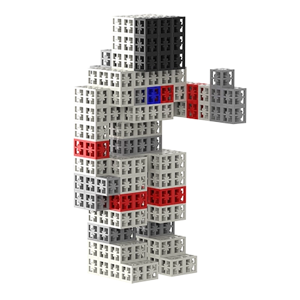 construct astronaut toy figures using plastic bricks