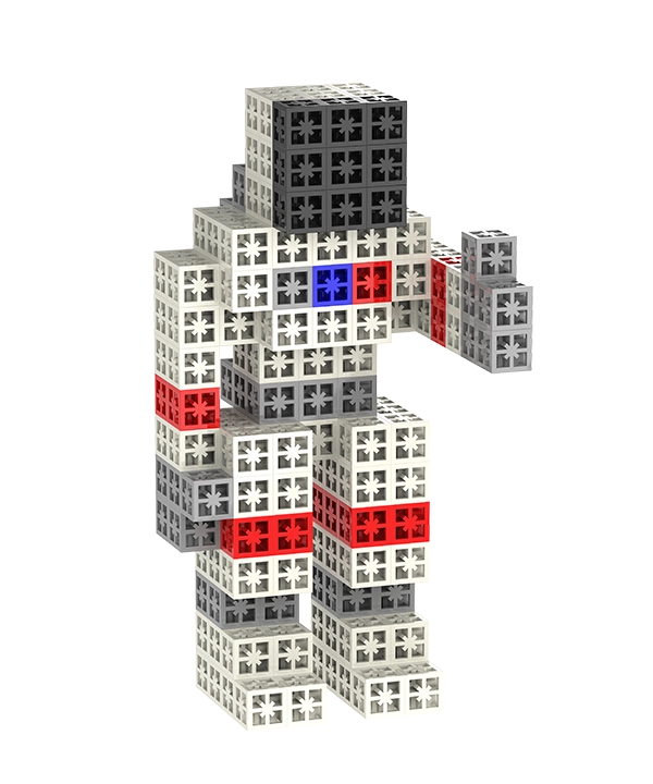 Spaceman Toys Made from Six-Sided Pluggable Bricks