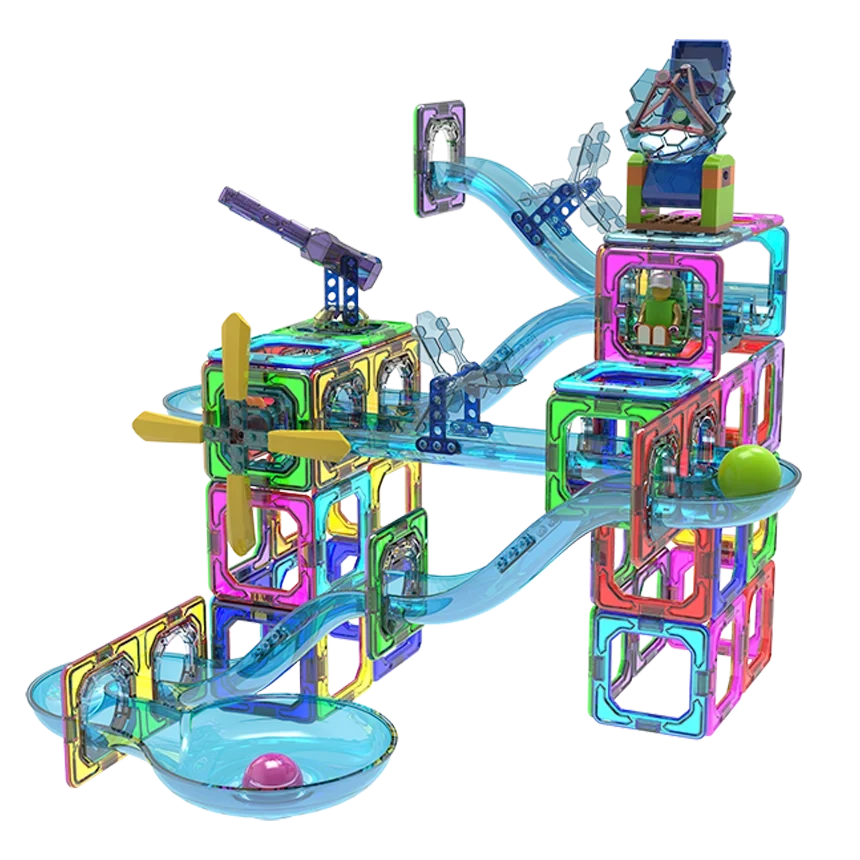 Ball-Drop Magnetic Building Blocks: Compatible with LEGO Bricks